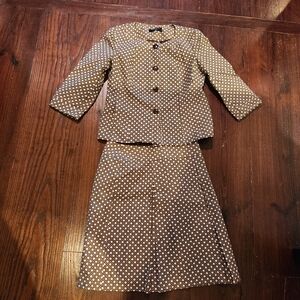 Talbots Brown and Cream Patterned 2pc Suit